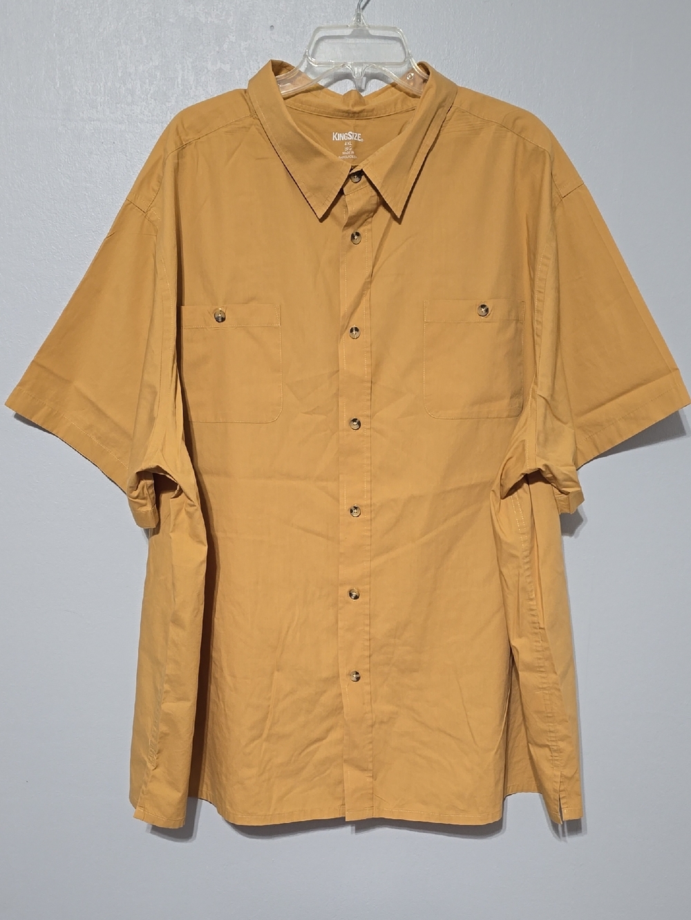 KingSize Men’s Short Sleeve Button-Down Shirt in Mustard